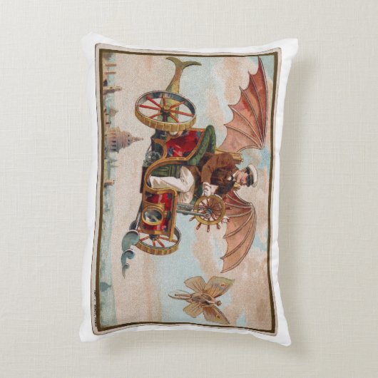 スチームパンク飛んでいるカーアクセント枕 アクセントクッション (裏面(縦))