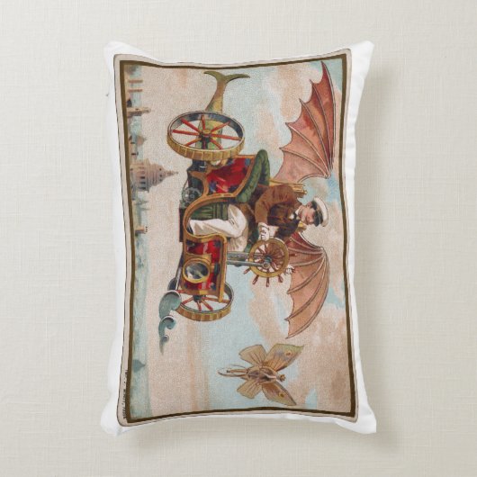 スチームパンク飛んでいるカーアクセント枕 アクセントクッション (正面(垂直))