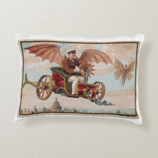 スチームパンク飛んでいるカーアクセント枕 アクセントクッション (裏面)