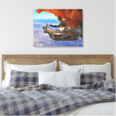 スチームパンク飛んでいるマシン キャンバスプリント (インサイチュ (寝室))