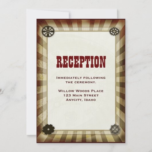 スチームパンク飛結婚行士のテンプレート 招待状 (裏面)