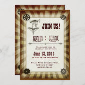 スチームパンク飛結婚行士のテンプレート 招待状 (正面/裏面)