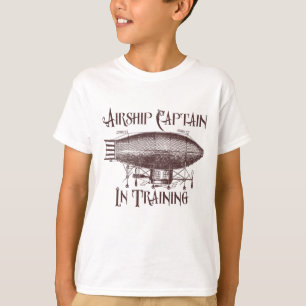 スチームパンク飛行船キャプテン子供へ Tシャツ