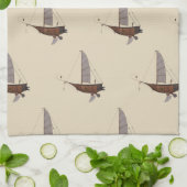 スチームパンク飛行船 キッチンタオル (折り畳み)