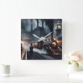 スチームパンク駅 スクエア壁時計 (ホーム)
