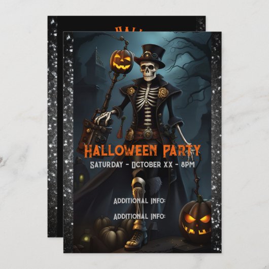 スチームパンク骨格 招待状 (正面/裏面)