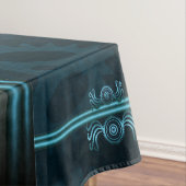 スチームパンク、アイスブルーのティール（緑がかった色）コグ、モノグラム テーブルクロス (インサイチュ)