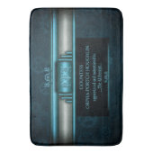 スチームパンク、アイスブルーのティール（緑がかった色）スプロケット バスマット (正面縦)