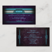 スチームパンク、アイスブルー、紫のコホイール、モノグラム 名刺 (正面/裏面)