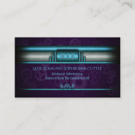 スチームパンク、アイスブルー、紫のコホイール、モノグラム 名刺