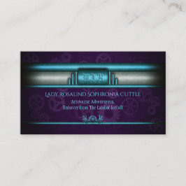 スチームパンク、アイスブルー、紫のコホイール、モノグラム 名刺