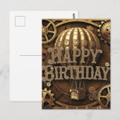 スチームパンク・アドベンチャー・バースデイ・デザイン ポストカード (正面/裏面)