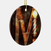 スチームパンク – アルファベット – Mは口ひげ用 セラミックオーナメント (右)