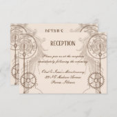 スチームパンク ウェディング レセプション 招待状 (正面/裏面)