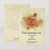 スチームパンク ウェディング 延期 発表 工業的 招待状 (正面/裏面)