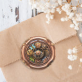 スチームパンク ギアと花 銅と金の金属 ラウンドシール