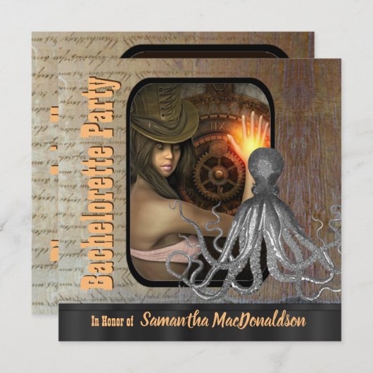 スチームパンク・クラーケンの花嫁お披露目パーティー 招待状 (正面/裏面)