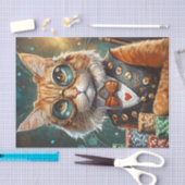 スチームパンク シーモア、猫がポーカーを勝負 薄葉紙 (クラフト)