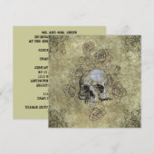 スチームパンク スカルとローズ ゴシック ウェディング 招待状 (正面/裏面)