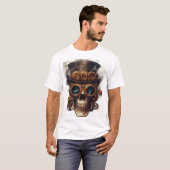 スチームパンク スカル エンジン Tシャツ (正面フル)