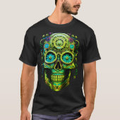 スチームパンク スカル 黒色 半袖 Tシャツ (正面)