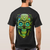 スチームパンク スカル 黒色 半袖 Tシャツ (裏面)