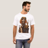 スチームパンク スパニエル ヴィクトリア朝の犬の発明家 Tシャツ (正面フル)