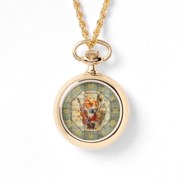 スチームパンク～チェロ～エジソンフォノグラフ～バスサクホーン～ 腕時計 (正面)