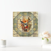 スチームパンク～チェロ～エジソン・レコード・レコード～バス・サクホーン～ スクエア壁時計 (ホーム)