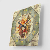 スチームパンク～チェロ～エジソン・レコード・レコード～バス・サクホーン～ スクエア壁時計 (傾斜)