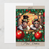 スチームパンク ツー ハーツ クリスマス フラット ホリデー カード (正面/裏面)