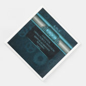 スチームパンク、ティール(緑がかった色)スプロケット上のアイスブルー、モノグラム (コーナー)