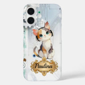 スチームパンク テクノロジー 猫 音楽好き カスタムネームケースマ Case-Mate iPhoneケース (裏面)