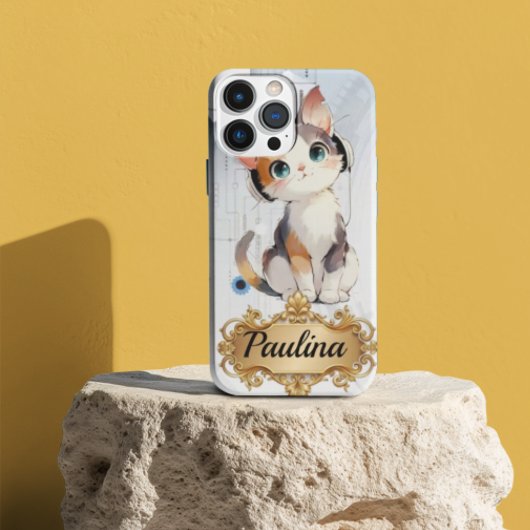 スチームパンク テクノロジー 猫 音楽好き カスタムネームケースマ Case-Mate iPhoneケース