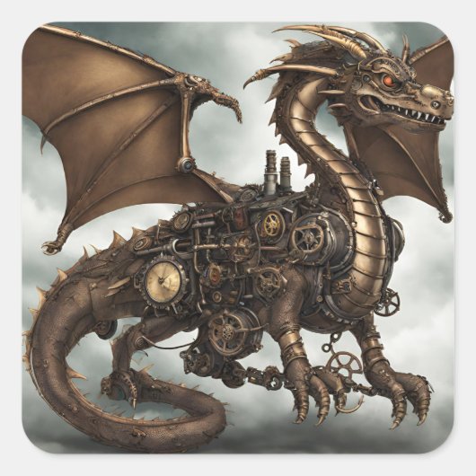 スチームパンク・ドラゴン スクエアシール (正面)