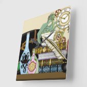 スチームパンク・ドラゴン スクエア壁時計 (傾斜)