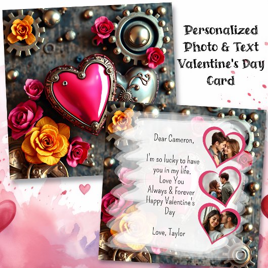 スチームパンク バレンタインデー | ユニークな写真テンプレート カード