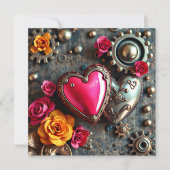 スチームパンク バレンタインデー | ユニークな写真テンプレート カード (正面)