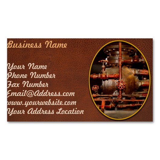 スチームパンク – パイプの夢 マグネット名刺 (正面)