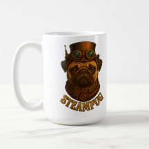 スチームパンク・パグ  レトロなビンテージ風デザイン "Steampug"