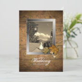 スチームパンク パリ 紅葉 秋のウェディング 招待状 (スタンド正面)