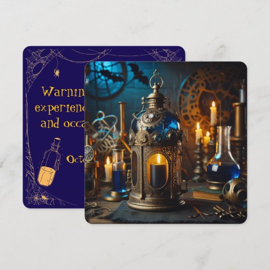 スチームパンク ビクトリアン ゴシック サイエンティストのラボ 不気味 招待状 (正面/裏面)