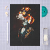 スチームパンク・ビーグル犬の肖像画 EM2L デコパージュ 薄葉紙 (クラフト)