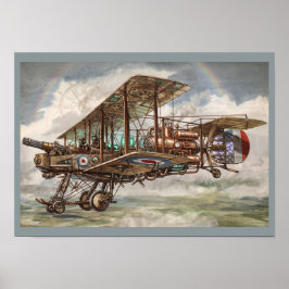 スチームパンク ファンタジー航空機イラスト ポスター