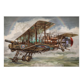 スチームパンク ファンタジー航空機イラスト ポスター