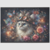 スチームパンク ファンタジー 猫 蝶 デコパージュ  薄葉紙 (正面)
