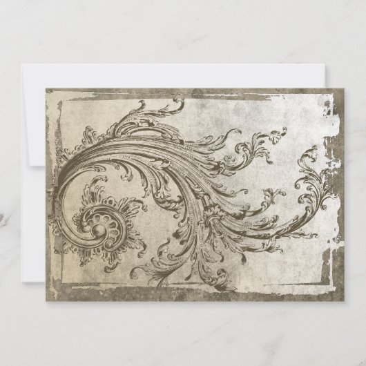 スチームパンク フラワーのヴィンテージ アニバーサリー  招待状 (正面)