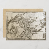 スチームパンク フラワーのヴィンテージ アニバーサリー  招待状 (正面/裏面)