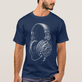 スチームパンク ヘッドホン スケッチ Tシャツ