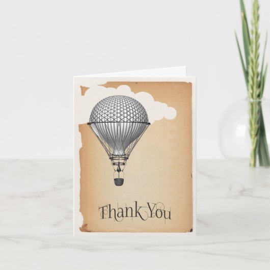 スチームパンク ホットエアバルーン ウェディング サンクス サンキューカード (正面)
